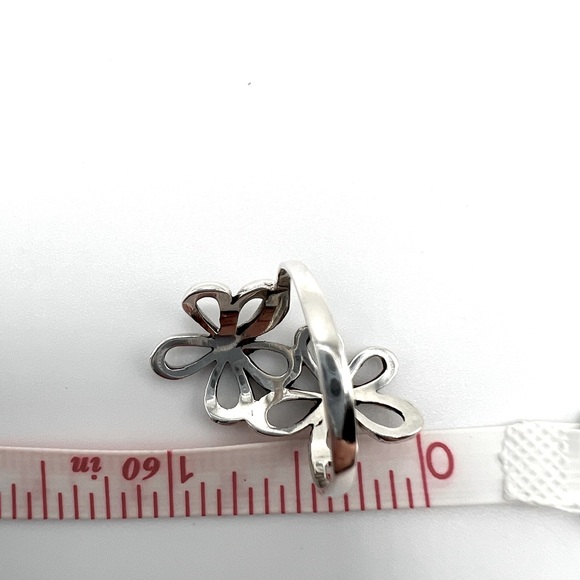 .925 Sterling Silver Double Flower Ring - Picture 11 of 17